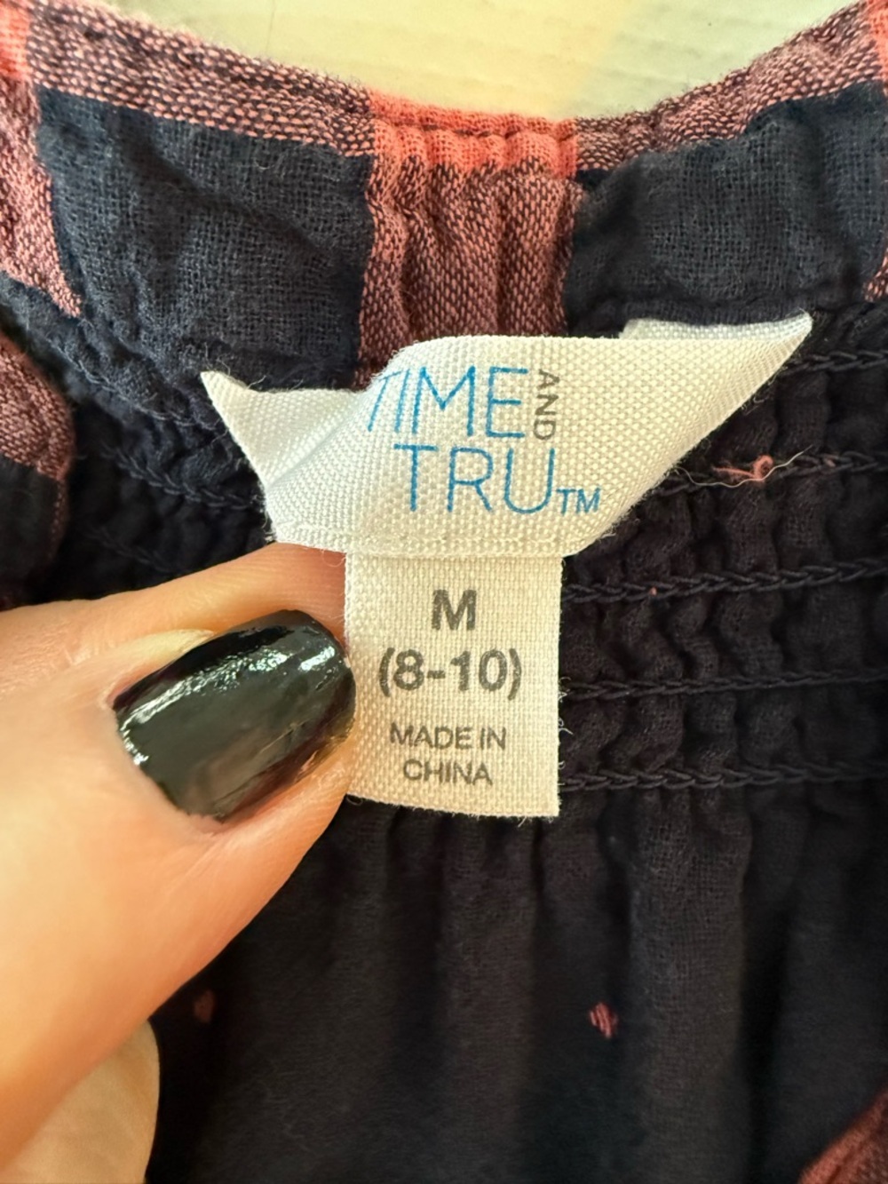 Old Navy Red and Black Plaid Button-Front Puff Sleeve Top - Picture 5 of 6